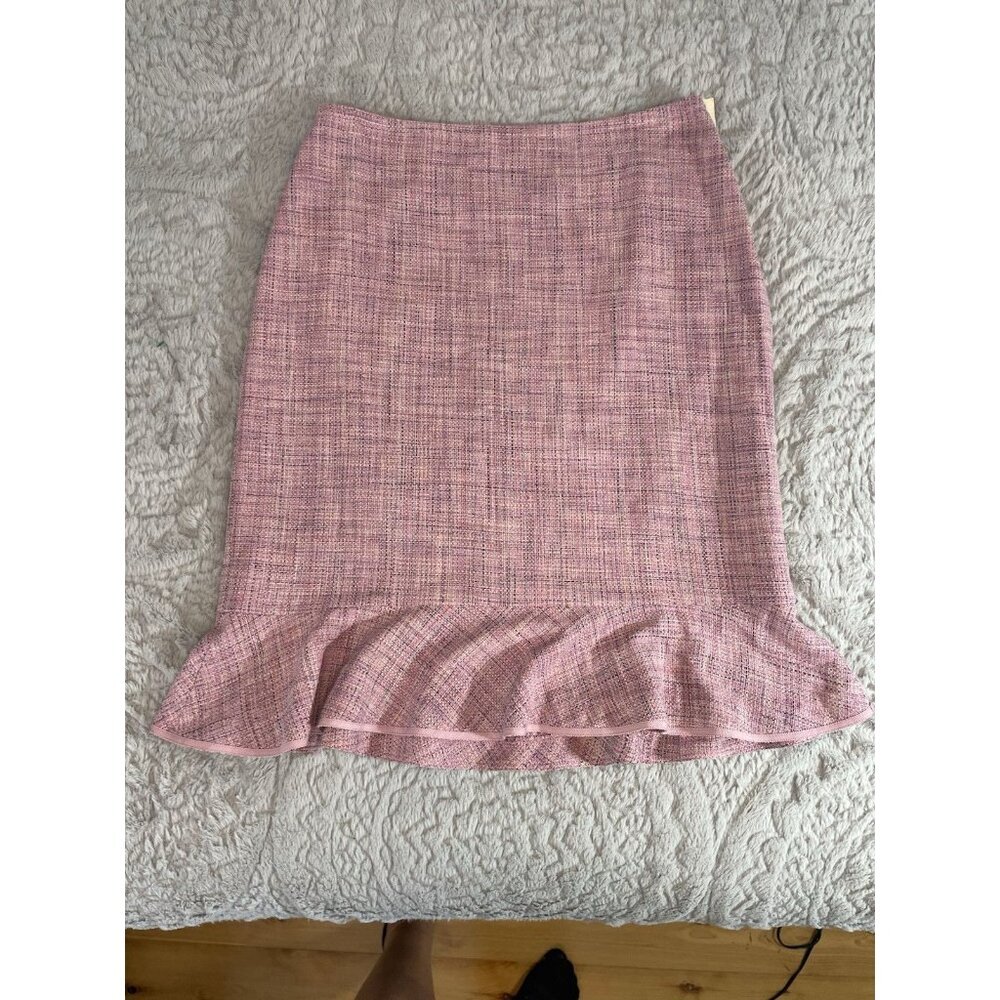 Amanda Smith Womens Size 10 100% Silk Skirt Pink Lavender Ruffle Hem Lined NWT